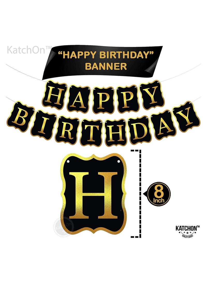 KATCHON Black and Gold Happy Birthday Banner - Large 10 Feet, No DIY | Glitter Foil Black Birthday Banner Bunting | Happy birthday banner for men and women for happy birthday decoration - Image 4